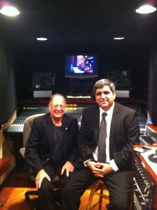 Live recording engineer's Malcolm Harper and Roberto Rincon set to record the Houston Latin Philharmonic Orchestra Concert at the Cullun Theater.