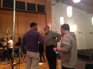 Actor/Director Nate Parker, Choir Director Stephen L. Hayes and Mixer Christopher Fogel.